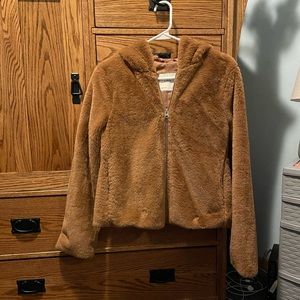 NWOT Abercrombie and Fitch faux fur hoodie jacket